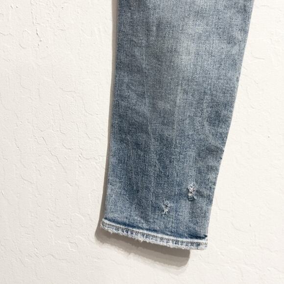 Moussy Denim Sz 26  Distressed Jeans Medium Blue Straight Mid Rise Howa - Picture 10 of 13